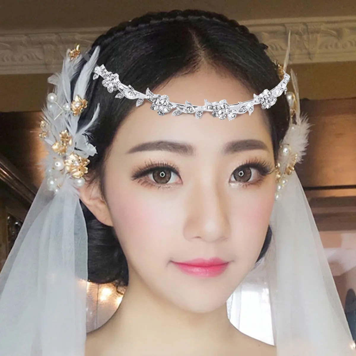 Свадебные женские хрустальные свадебные цветы и листья тиара корона диадема