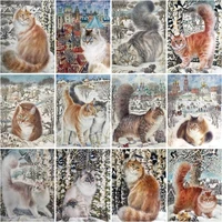gatyztory painting by number cat animal for adults diy 40x50cm wall art pictures by number winter landscapehome decoration gift