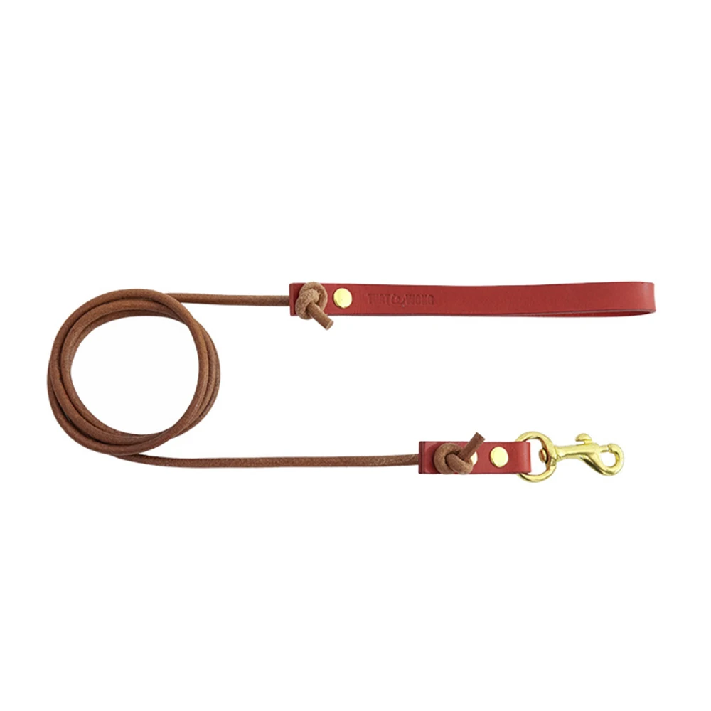Кожаный поводок ручной работы для собак прогулочный бега портативный