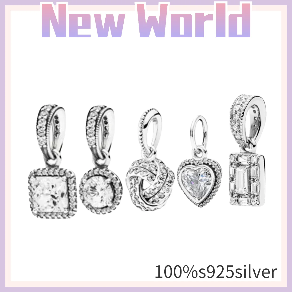 

Hot style 100% S925 Sterling Silver DIY Silver Bead Crystal Pendant Pando Creative Classic Character Jewelry Gift for Women