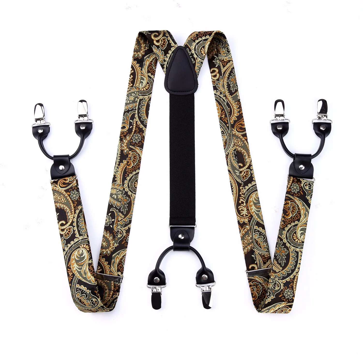 Party Gold 6 Clips Suspender&ampBowtie&ampPocket Square Set Y Shape Adjustable Braces | Аксессуары для одежды