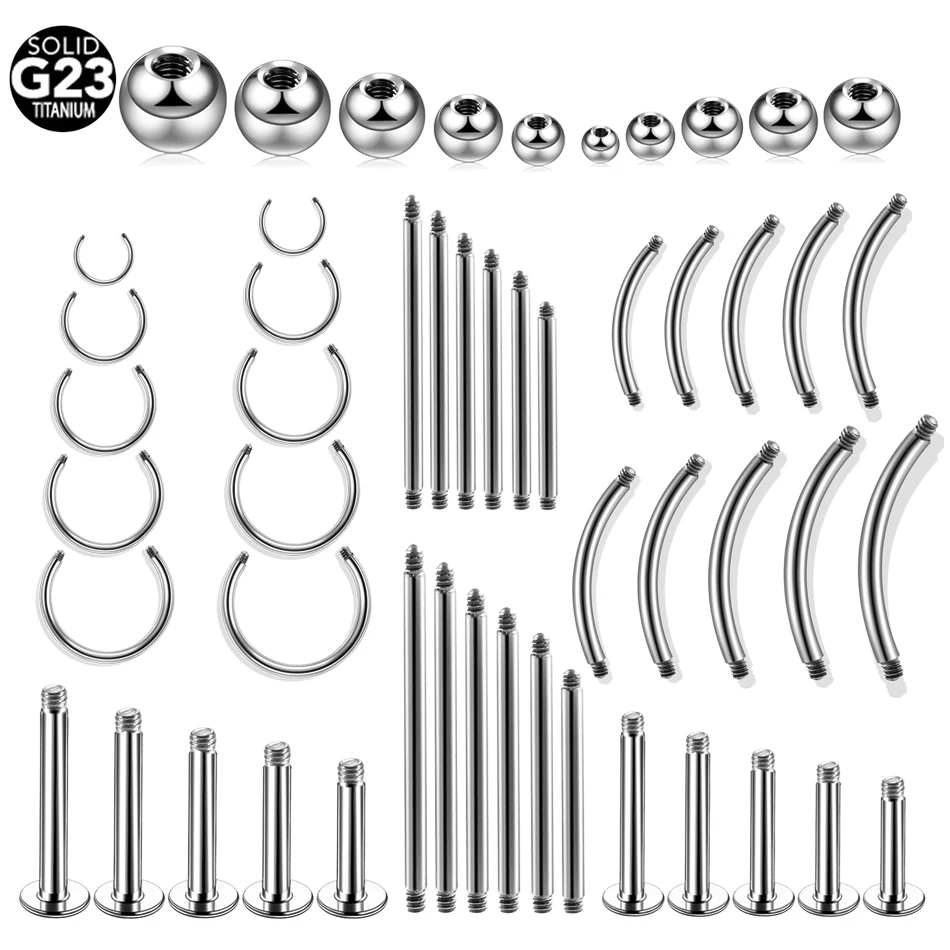 

10pcs/Lot Titanium Screw Barbell Replacement Accessories Ball Piercing 14G 16G Belly Bar Nose Ear Stud Rings Tongue Lip Retainer