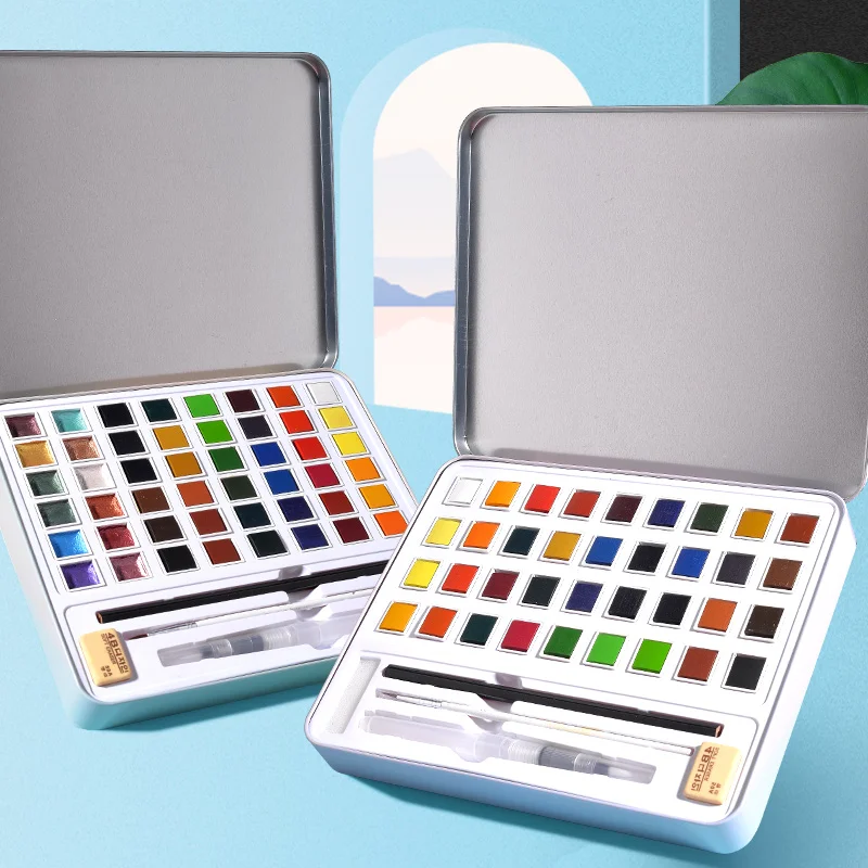 36/48 превосходные Твердые акварельные краски в наборе с ручкой для кистей