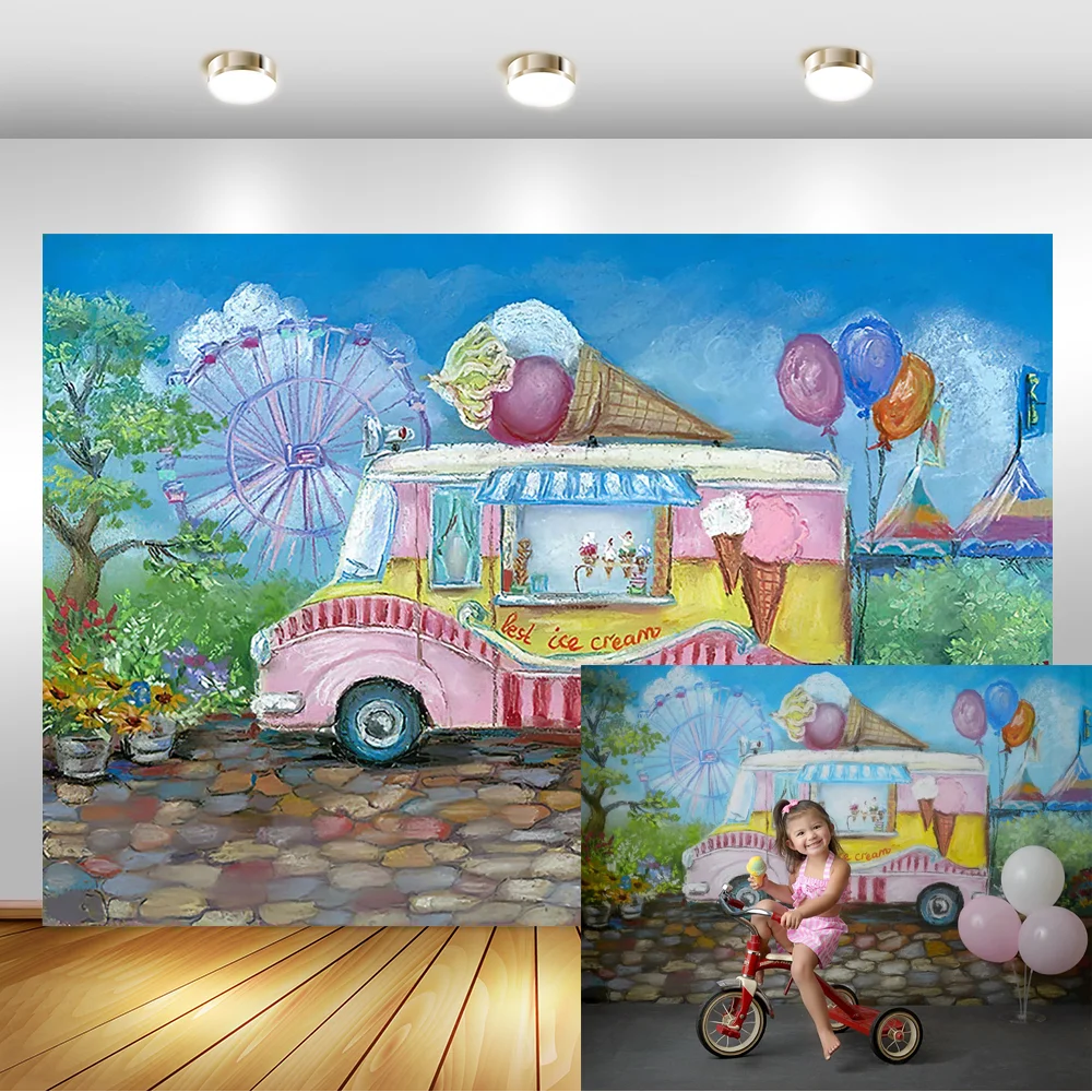 Mocsicka мороженое грузовик магазин фон для фотографии колесо обозрения воздушный