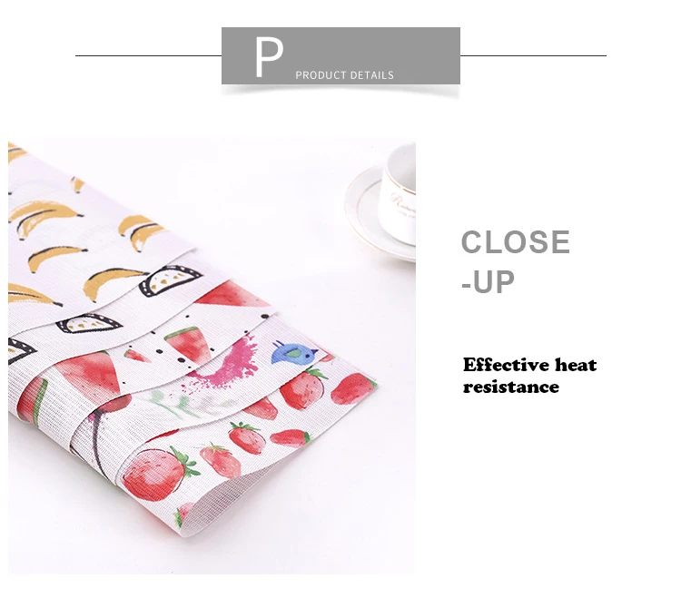 ANGNYA Fruit Printing Placemat Heat-Resistant Rectangular Vinyl Dining Table Mat 45X30cm Washable Non-slip Coaster Plant Style
