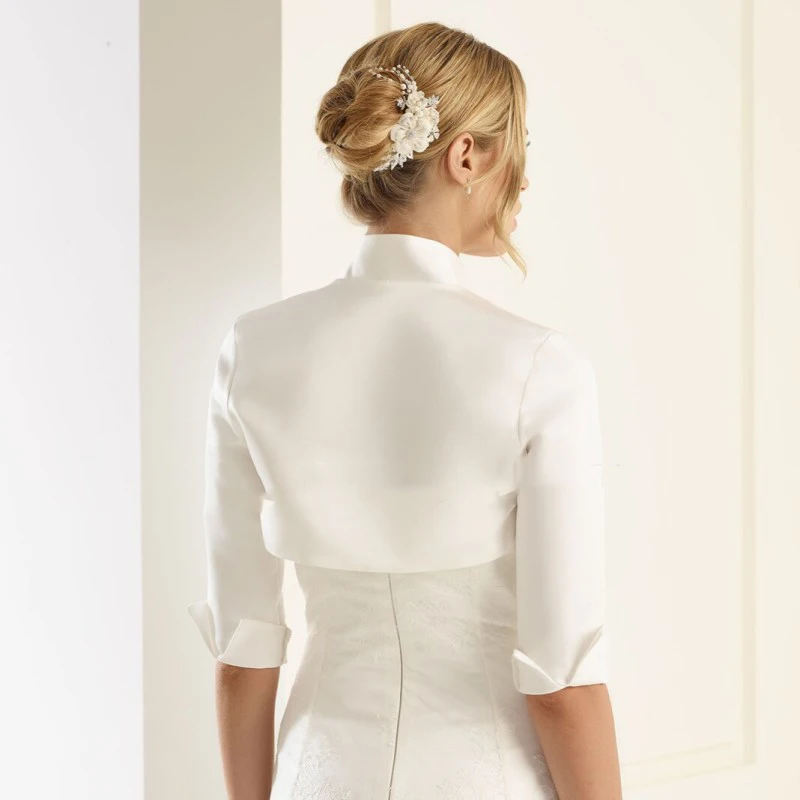 Свадебная куртка атласная Женская с рукавом до локтя шаль болеро для вечеринки