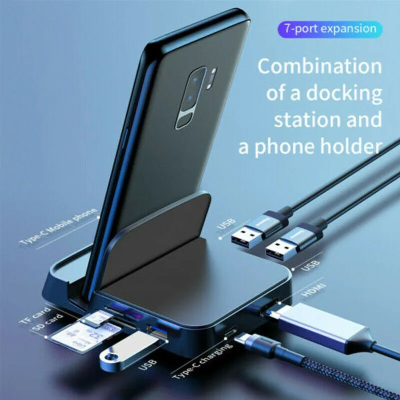 7-в-1 USB3.0 Тип с разъемами типа C и HDMI станция зарядки док-станция для SD TF карты расширения USB хаб для MacBook для samsung S10 S9 для huawei P30 P20Pro