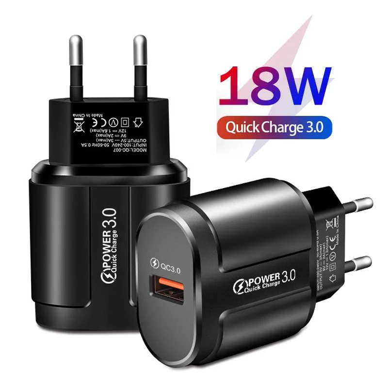 

Ebesfous 18W USB Quick Charger QC3.0 US/EU/UK Plug Mobile Phone Charger for Samsung Wall Fast Charging Adapter For iPhone 14 13