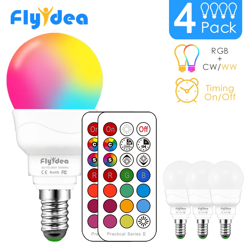 RGBW LED Light Bulb 21key Infrared controller Smart Bulb Lamp Multicolor Dimmable Color Changing LED Night Light AC 110V/220V