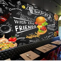 milofi custom 3d wallpaper mural european and american hand painted burger fast food restaurant snack bar background wall