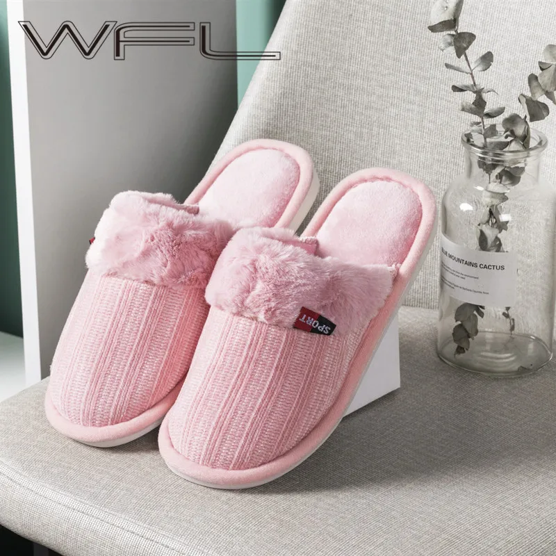 WFL женская обувь Домашние тапочки Теплые на зиму из уютного хлопока для детей