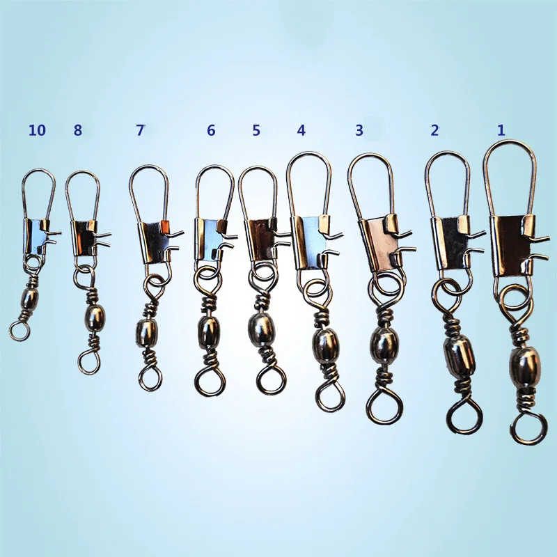 

50pcs Fishing Connector Swivels Interlock Snap Fishing Lure Tackles Winter Fishing Gears Connector Copper Swivels