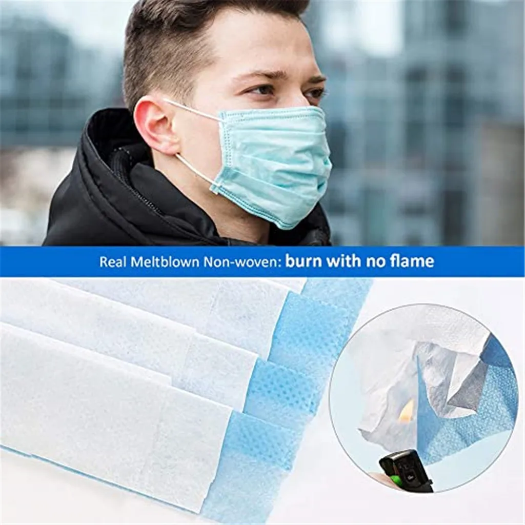 

In Stock! 100 Pcs Disposable Mondmasker Earloop Face Mouth Masks Mouth Mask Non-woven Melt Blown 3-layer Mascarilla Mascarilas