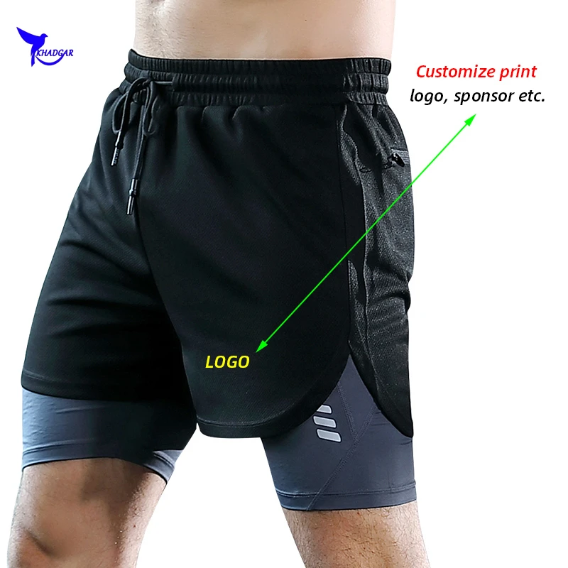 Эластичные шорты для бега 2 в 1, летние быстросохнущие Компрессионные шорты для занятий спортом, фитнесом, фитнесом и длительной подкладкой, 2020