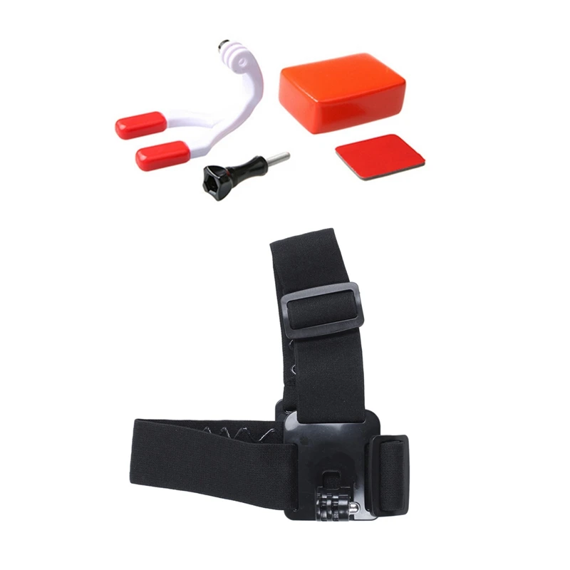 

1Pcs Action Camera Head Strap Mount & 1 Set For Go Pro Accessories Mouth Mount Set Surf Braces Connector Surfing