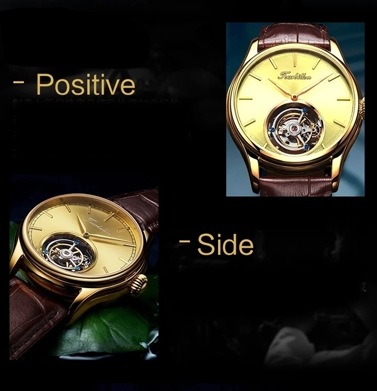 Индивидуальные высококачественные деловые Tourbillon Механические Мужские наручные часы с синим циферблатом механические наручные часы с кожаным ремешком
