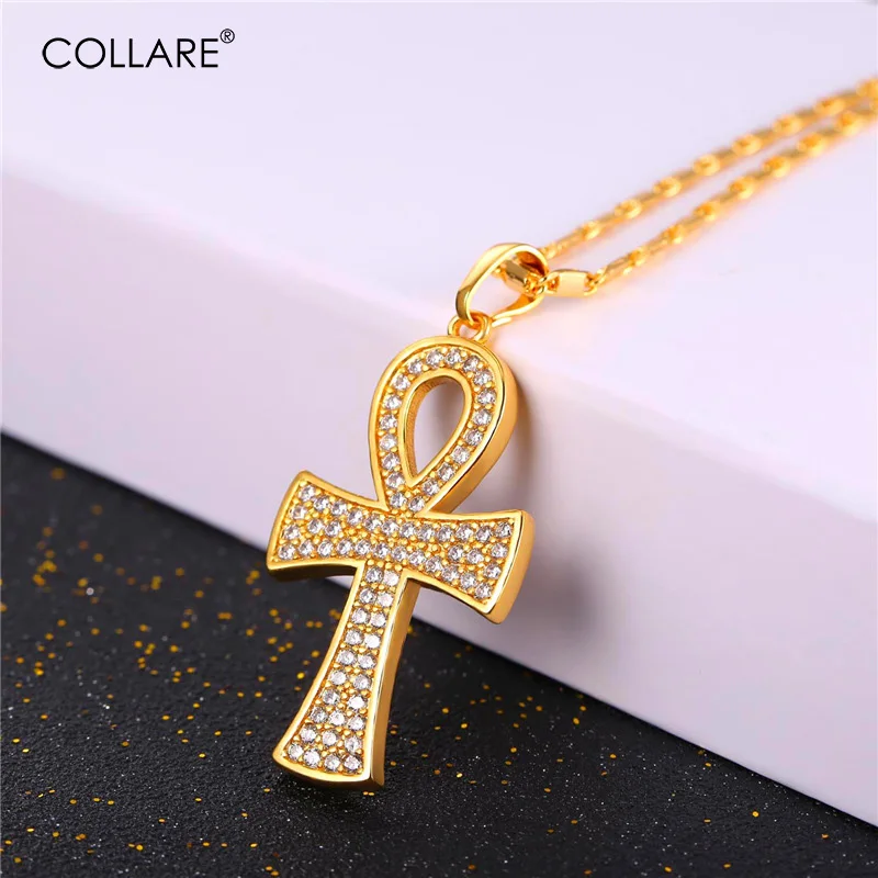 Collare Ankh египетские подвески для мужчин и женщин с кристаллами циркония ювелирные