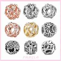 pamela 925 sterling silver openwork round shape charms christmas gift bead diy for original pandora bracelet jewelry for women