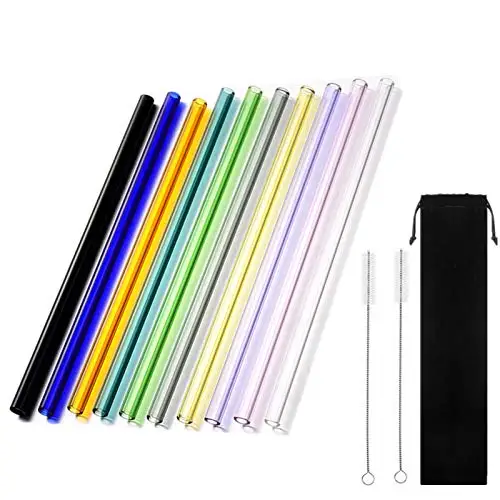 random color-BAG 10 шт Ручная работа стеклянная соломка с 2 шт чистящей щеткой экологически чистые бытовые стеклянные прямые трубы Tubularis храп кусок трубки - Цвет: random color-BAG