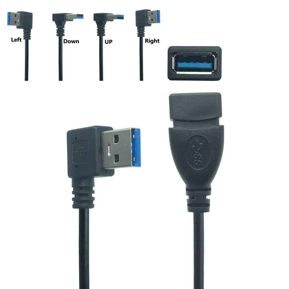 

USB 3.0 Male to Female USB Extension Cable Right Angle 90 Degree USB Adapter UP/Down/Left/Right Cabo USB 0.2M