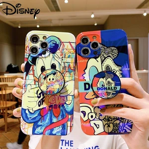 Disney Cartoon cute Donald Duck Blu-ray Phone Case with Stand for iPhone12mini/12promax/11pro/xs/se/xr/xsmax/7plus/8p/7/8/Couple