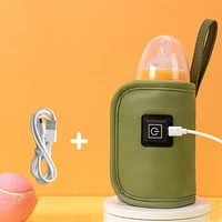 t5ec portable baby bottle warmer heater leather usb car charger travel cup milk thermostat bottle heat cover bottle heater