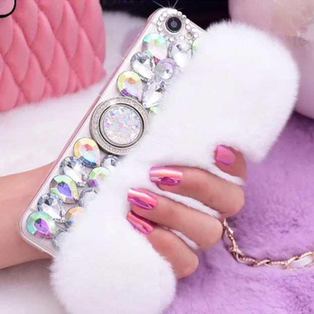

For Samsung Galaxy J4 + J6 S20 S10 M30s Rabbit Fur Phone Cover For Samsung A21S A30 A40 A50 A70 A10 A20e A5 2017 A7 2016 case