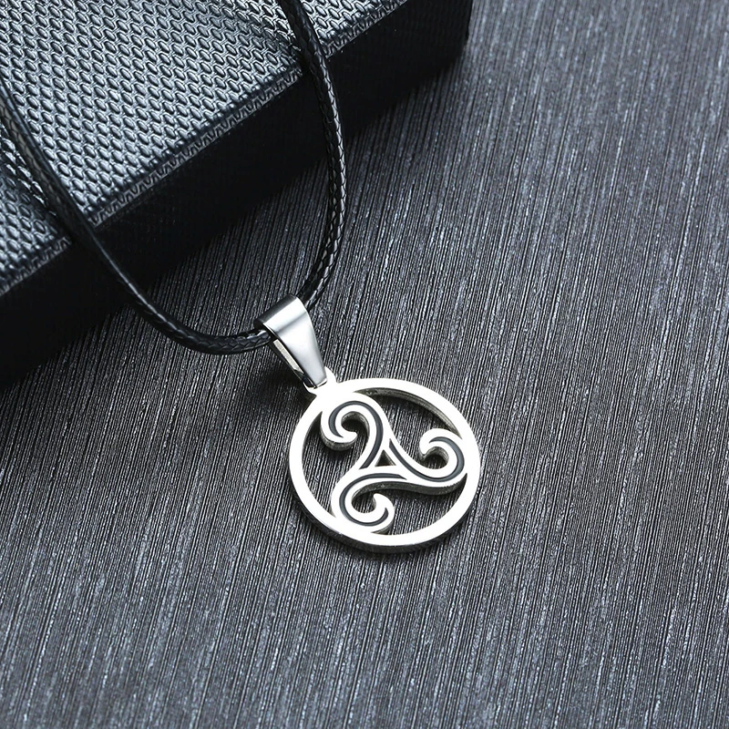Серебряное ожерелье Triskelion с тройной спиральной подвеской, ожерелье из нержавеющей стали Bbc Renaissance, ювелирные изделия унисекс