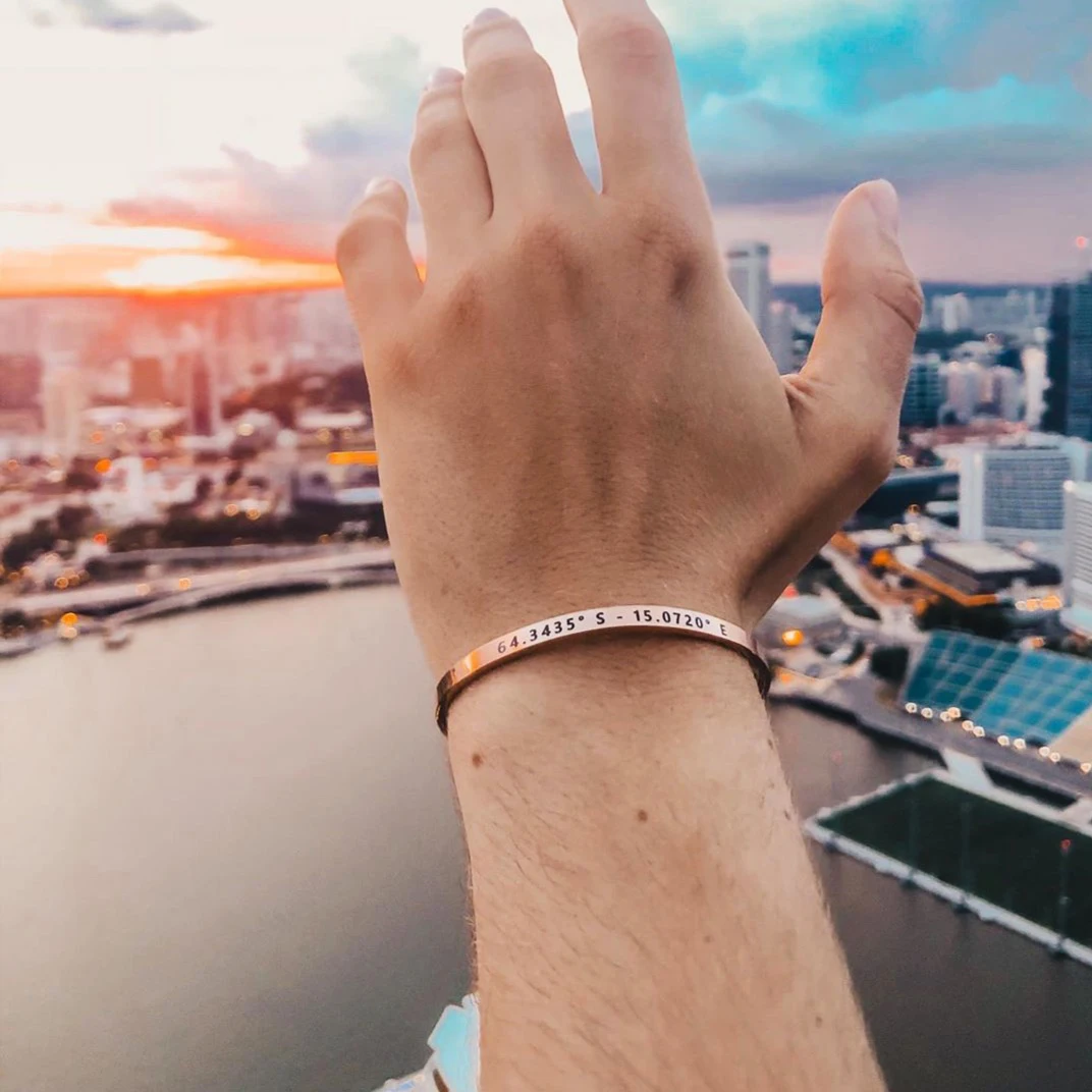 По индивидуальному заказу координатно Нержавеющая сталь 4 мм Браслет манжета