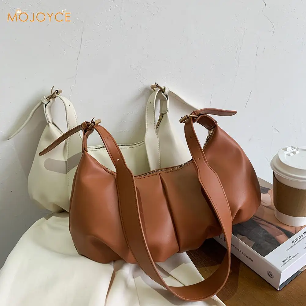 

Сумка-мессенджер женская, однотонная, из ПУ кожи, со складками