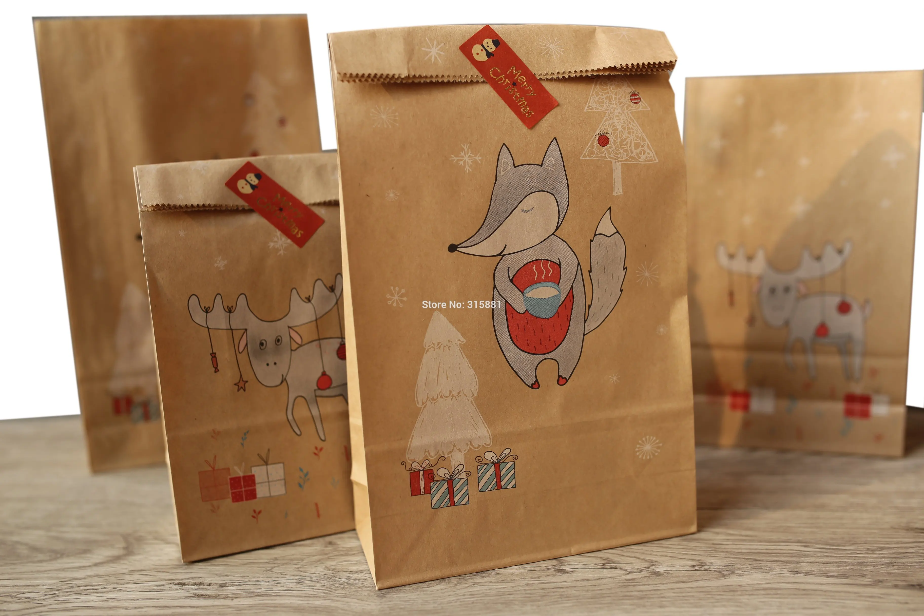 Рождественский пакет из крафт бумаги для упаковки подарка упаковка конфет