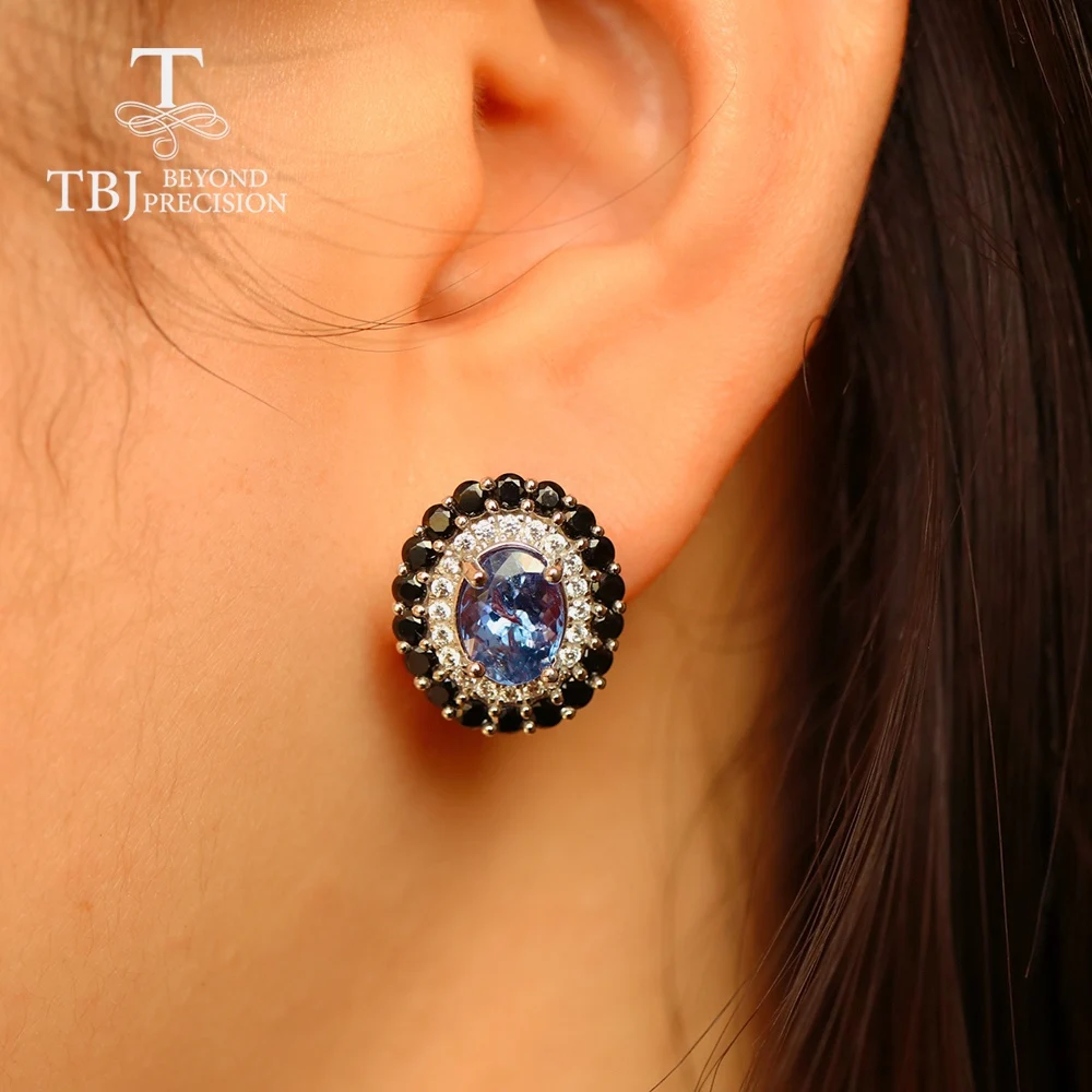 TBJ Natural blue tanzanite Jewelry Set oval cut 7*9mm gemstone jewelry 925 sterling silver fine for women best gift | Украшения и