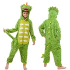 Пижама-комбинезон унисекс на молнии, зеленая пижама в виде животного, кигуруми, динозавр, детский зимний теплый костюм для сна, комбинезон, мягкая Фланелевая Пижама