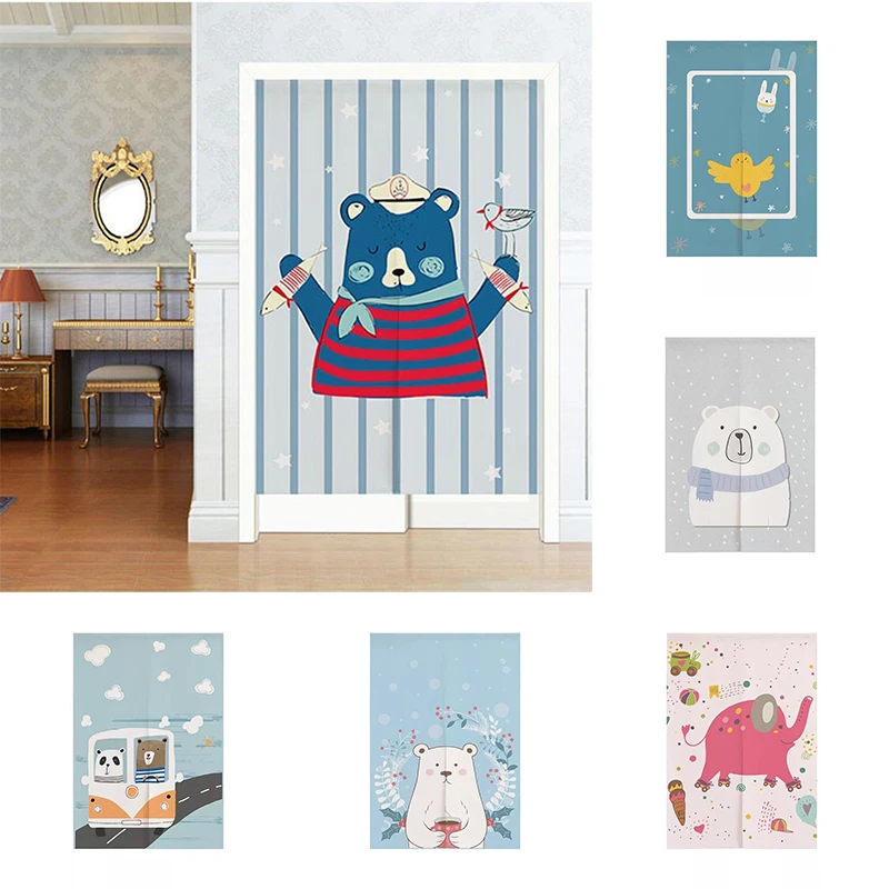 

Japanese Cartoon Bear Rabbit Door Curtain For Bedroom Cotton Linen Half Panel Curtain Kitchen Partition Curtain Home Decoration
