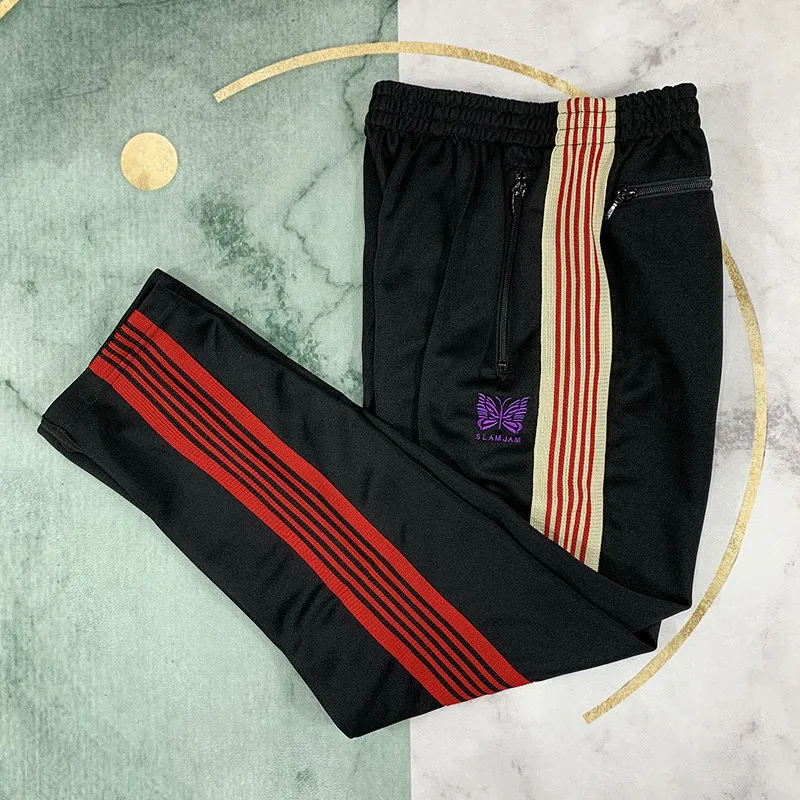 

Спортивные брюки 2021ss AWGE для мужчин и женщин, Асимметричные цветные штаны AWGE, джоггеры с вышивкой бабочки, штаны с иглой