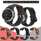 Ремешок для наручных часов Garmin Fenix 5x5 Plus 3 HR 6X Mk1 5S 6S, быстросъемный кожаный ремешок для часов Fenix 6 Pro