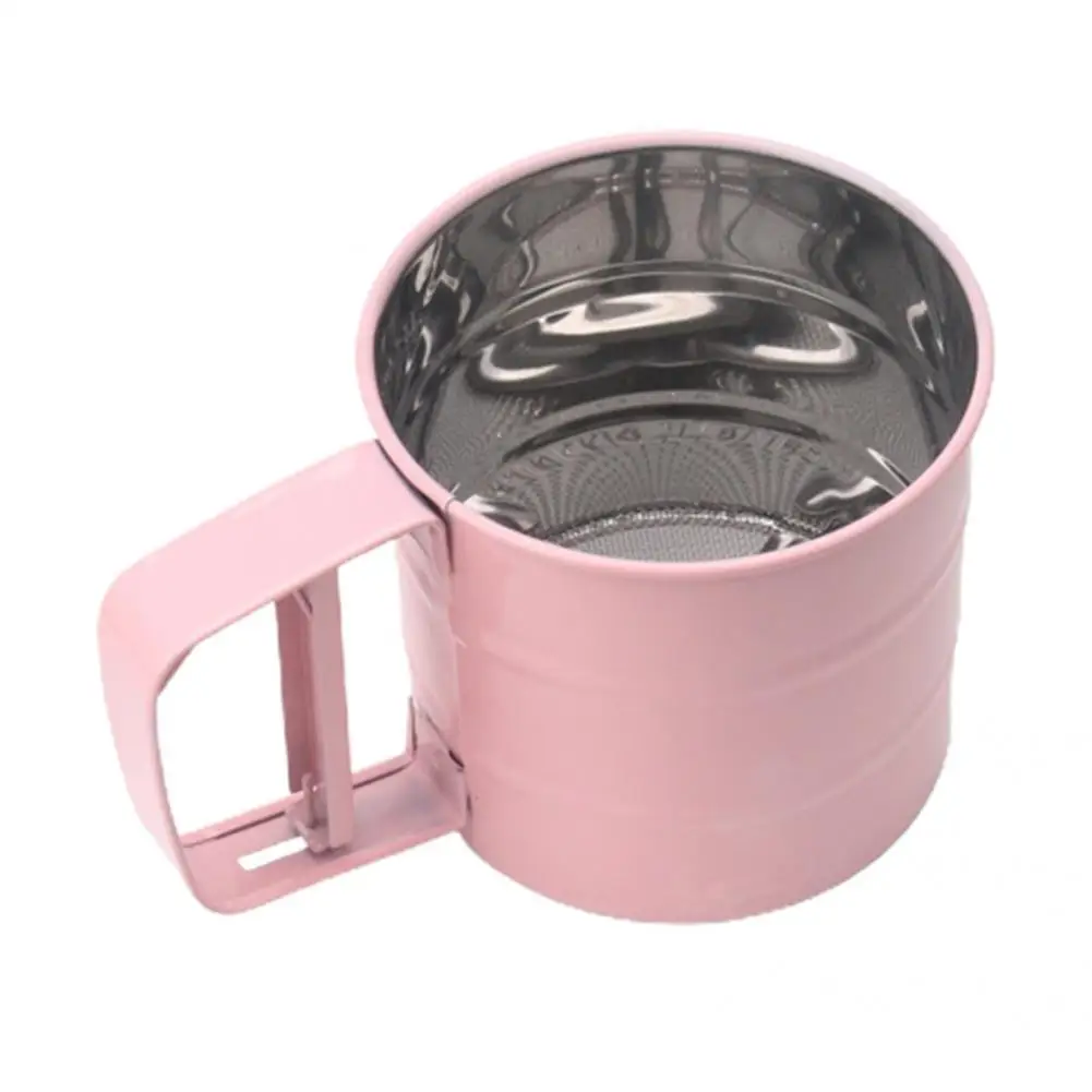 

Flour Sifter Shaker Handheld Semi-automatic Stainless Steel Cup Powder Mesh Flour Sieve for Home Cake Baking Tools