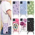 Чехол для OPPO Realme 8 Pro, ремешок, шнур, цепочка, ожерелье, ремешок, чехол для OPPO Realme8 Realme8Pro, цветы, задняя крышка, бампер, чехлы