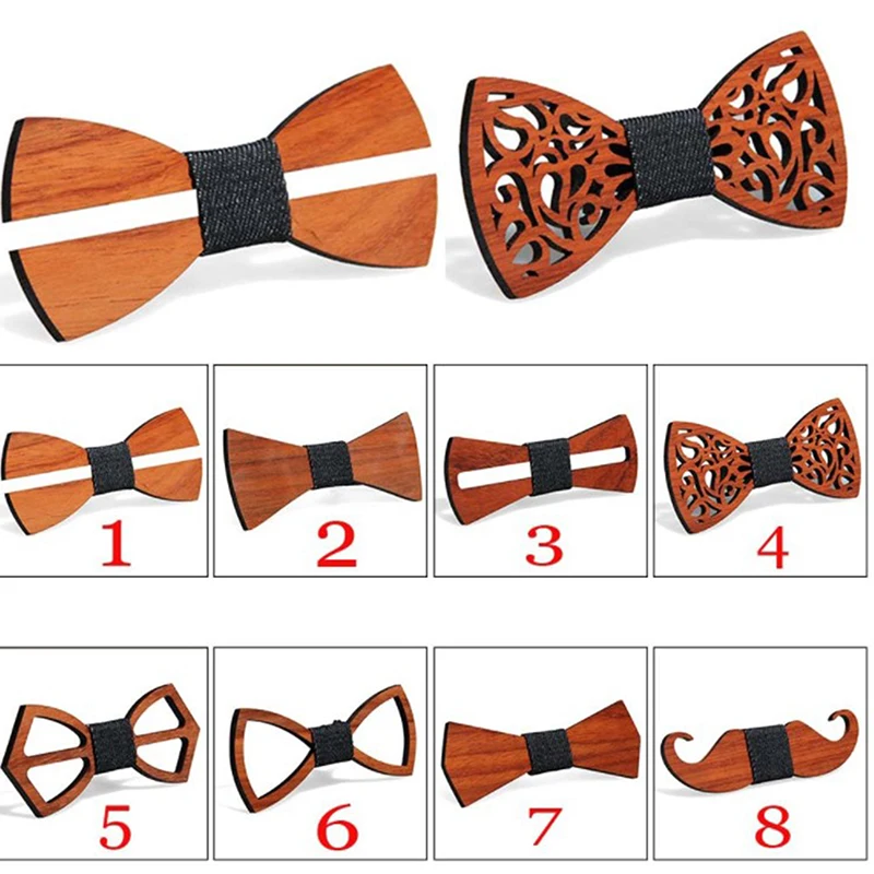 

Галстук-бабочка Мужской деревянный, ретро-стиль, регулируемый винтажный, с вырезами, стиль унисекс