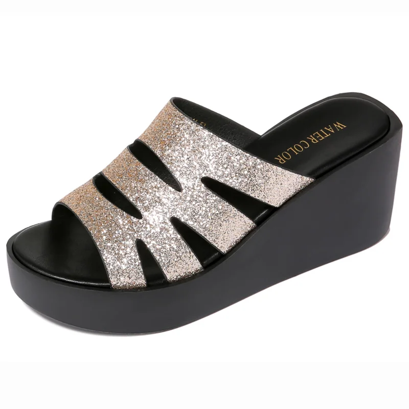 

Сандалии на танкетке с открытым носком, женская обувь из двух предметов, женская обувь на платформе