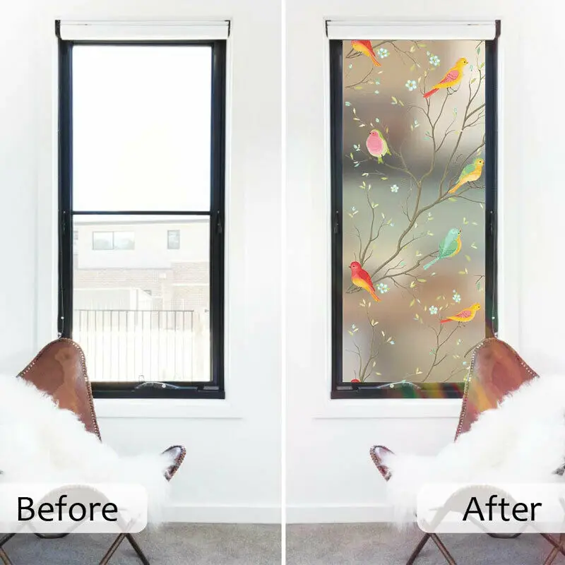 Window Self-Adhesive Film Frosted Glass Bird Static Adhesive Sticker | Дом и сад