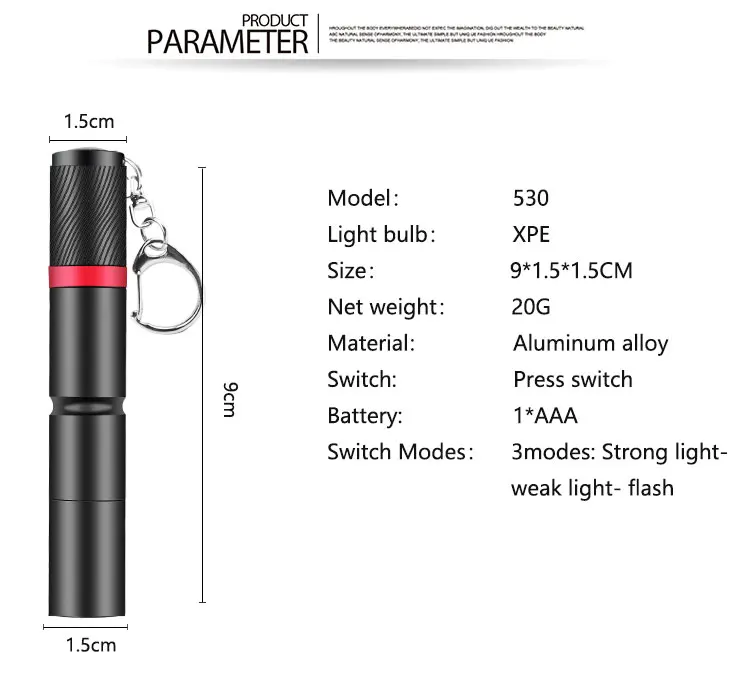 

Portable Mini Daily Carry-on Flashlight Led Black Small Penlight Working Emergency Lamp Hot Sale Mode Simple Torches For Camping