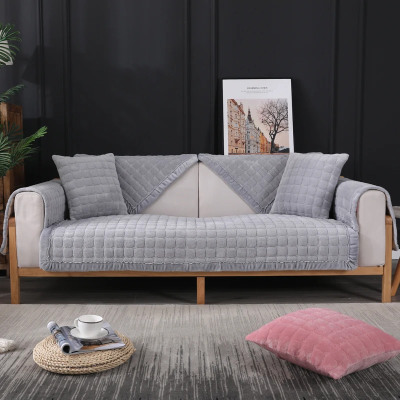 Одноцветная плюшевая подушка для дивана зимняя фланелевая ткань гостиной