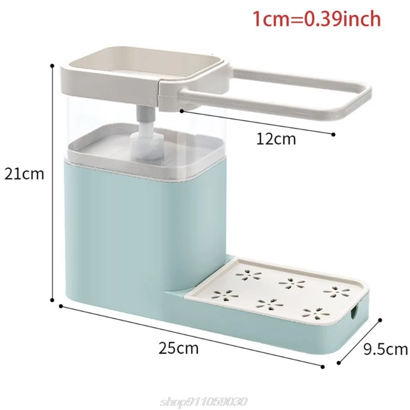 

3 in 1 Soap Pump Dispenser Cleaning Liquid Container Sponge Holder Dishcloth Towel Rag Hanger Drain Organizer J02 21 Dropship