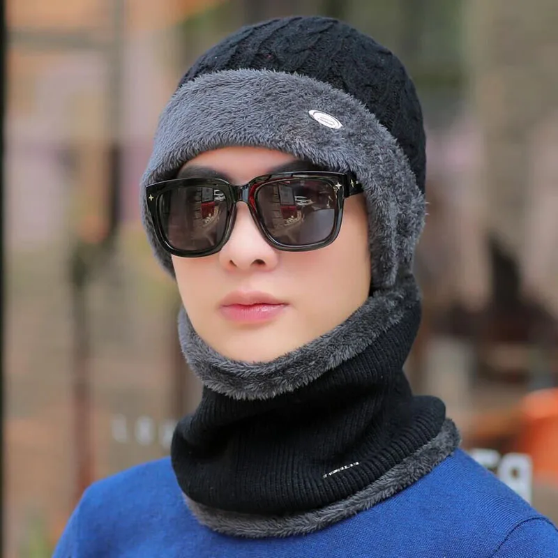 Брендовые зимние шапки для мужчин Skullies Beanies Мужская зимняя вязаная шапка из крученой пряжи шарф из шерсти женская маска капота мужская шапка