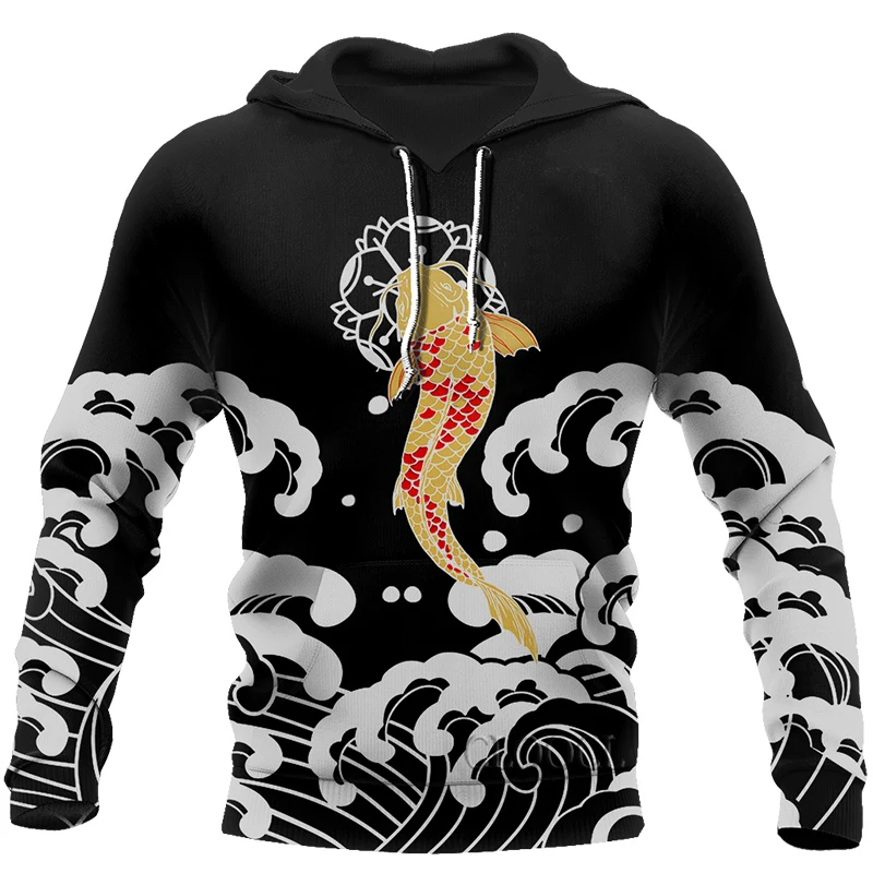 

2021 spring and autumn new men's and women's carp fishing 3D printing jacket hoodie Harajuku casual streetwear pullover