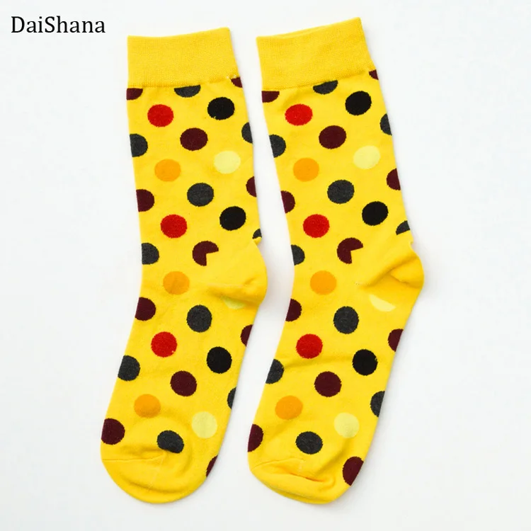 ZB00909 Модные цветные хлопковые мужские носки в горошек с надписью «Happy Socks», фирменные забавные носки Harajuku Caual, женская пара - Цвет: ZB00909