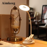 aimkeeg 4000k led desk lamp clip make up mirror light dimming eye protection usb table light rechargeable with remote control