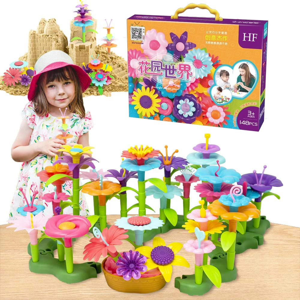 148 шт строительные игрушки букет Цветочная композиция блок Playset для девочек