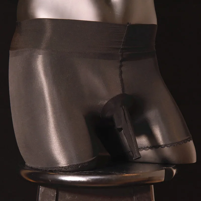 Мужские масляные блестящие чулки трусики мужские сексуальные прозрачные шорты